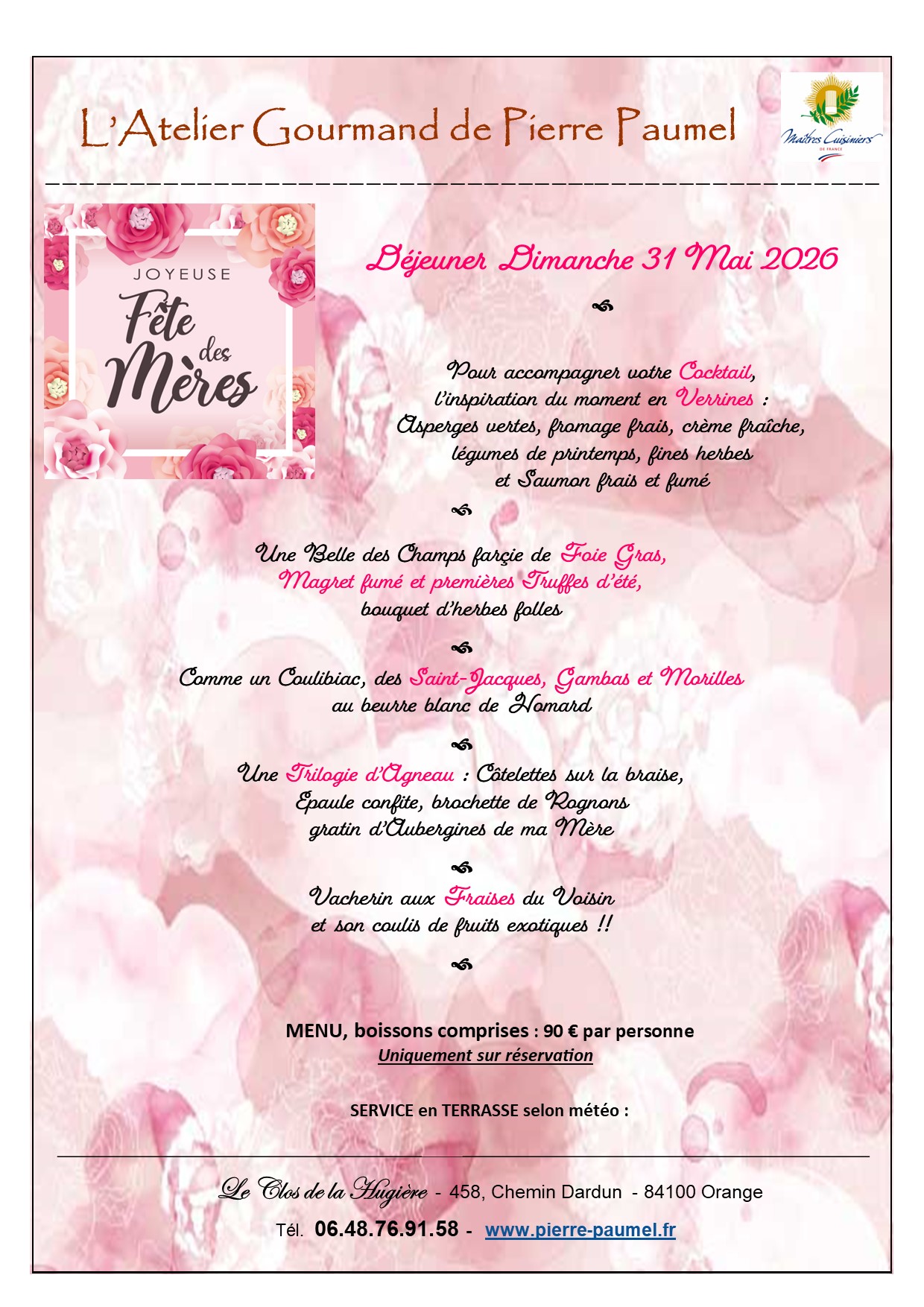 FETES des MERES MENU 31 mai 2026